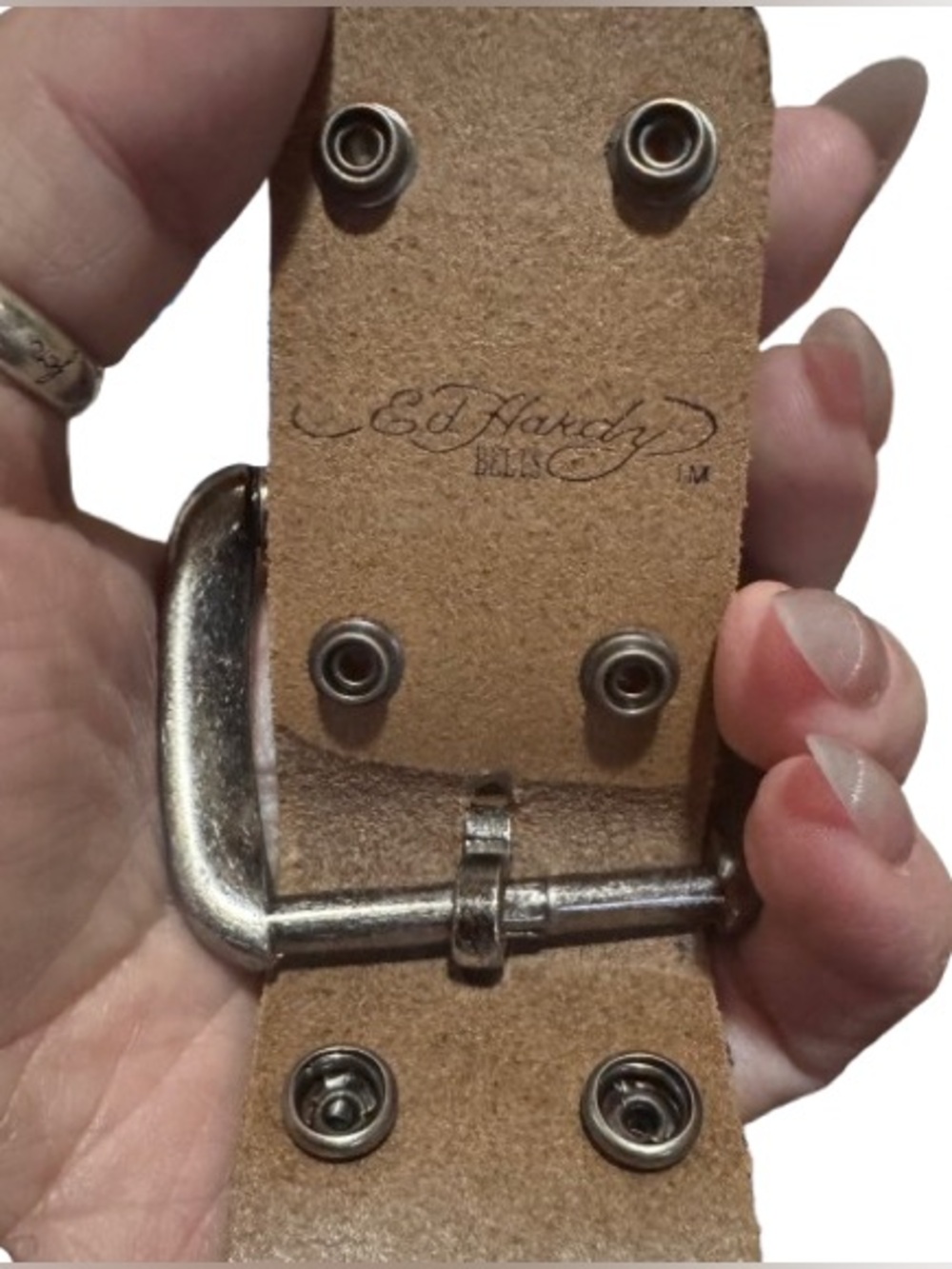 Ed Hardy by Christian Audigier Vintage Y2K Tattoo Belt With Chain (Size L) - EUC - Picture 8 of 10